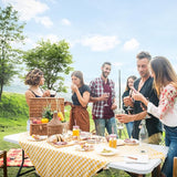 VINGLI 8 Foot Plastic Folding Table Portable Long Table for Indoor Outdoor Use Rectangular with Carrying Handle，White