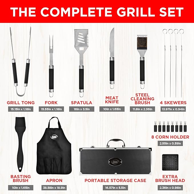 Kaluns Grilling Accessories, Dad Gifts for Christams Grilling Gifts, Heavy Duty Stainless Steel BBQ Grill Tools Set for
