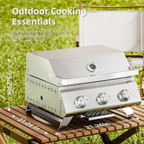 3-Burner 24,000 BTU Portable Flat Top Propane Gas Grill, Heavy-Duty Stainless Steel 2-in-1 Tabletop Grill and Griddle Combo