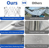 10x10 Pop Up Canopy, 300D Silver Coated Blue Fabric Outdoor Gazebo, Beach Tent Slant Legs with Storage Bag,Easy Up Sun Shade