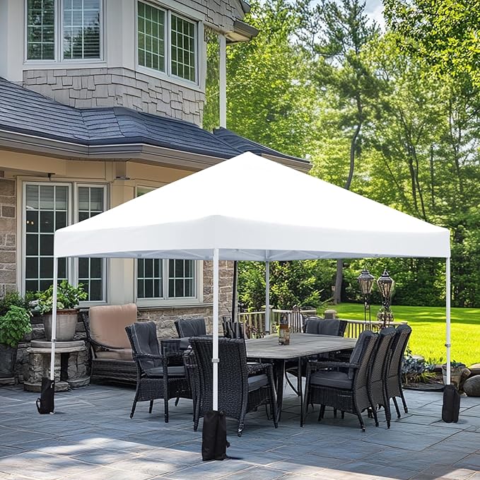 Amazon Basics Outdoor Pop Up 10 x 10 Canopy Tent for Events, Portable with Easy Setup, One-Push, Includes Wheeled Carry Bag,