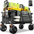 Navatiee Big Wheels Collapsible Wagon Cart Foldable, Heavy Duty Beach Wagon with Silent All-Terrain Wheels, Folding Utility