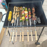 23.6" Large Size Kabob Skewers Flat Metal BBQ Barbecue Skewer Wooden Handle Stainless Steel Shish Kabob Stick Wide Reusable