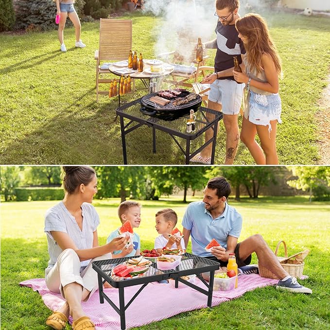 Folding Table, 2x1.3 FT Camping Table with Mesh Desktop,Folding Grill Table with Mesh Bag,Portable Outdoor for
