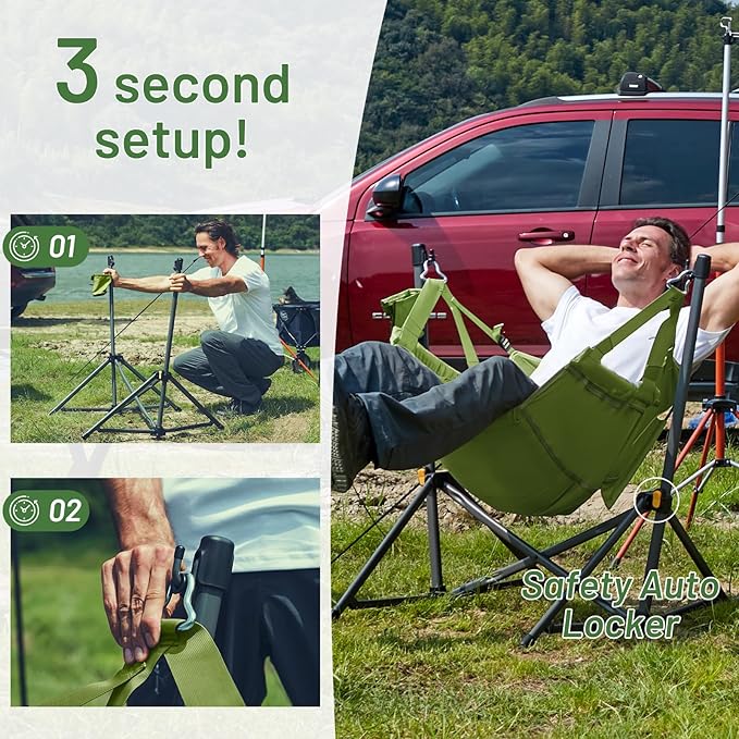 TIMBER RIDGE Hammock Camping Chair with Adjustable Backrest, Heavy Duty Folding Hammock Chair Supports 300lbs, Portable