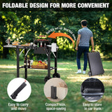 Outdoor Grill Table, Folding Grill Cart with Pull-out Side Table, Blackstone Griddle Stand, Fit 17 Inch Or 22 Inch,