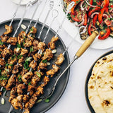 Kabob Skewers 14" Stainless Steel Long BBQ Barbecue Skewers, Flat Metal Kebob Sticks Wide Reusable Grilling Skewers for Meat