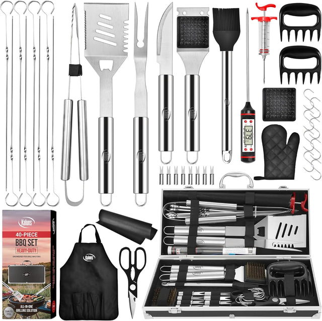 Kaluns BBQ Accessories, Complete Grill Set Dad Gifts for Christamas, 40 Pcs Premium Heavy Duty Stainless Steel Barbecue