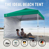 CROWN SHADES 10x10 Pop Up Canopy with 1 Side Wall - Beach Tent with One Push Setup - Outdoor Sun Shade for Events, Parties,
