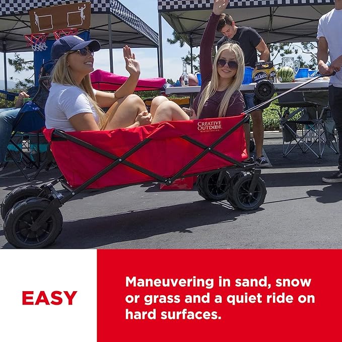 Creative Outdoor Wagon for Kids Push Pull Collapsible Stroller Giant All-Terrain Folding Cart | XXXL Monster Series Wagons |