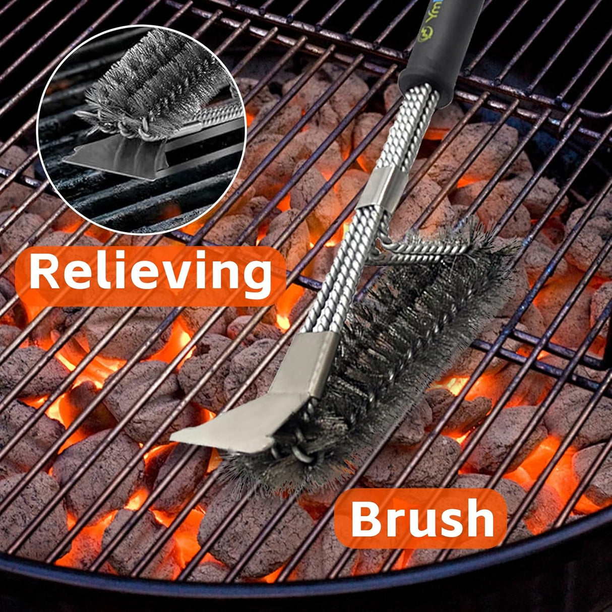 BBQ Grill Brush for Outdoor Grill Safe Stainless Steel Woven Wire Heavy Duty Grill Accessories Cleaning BBQ Accessories,