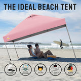 CROWN SHADES 10x10 Pop Up Canopy Tent - Patented Center Lock One Push Instant Outdoor Canopy Beach Tent with STO-N-Go Bag 8