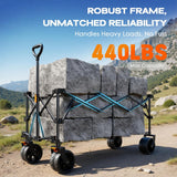 Navatiee 300L Collapsible Wagon Cart Foldable Extra Large, 48''L Folding Extended Beach Wagon with 440LBS Weight Capacity