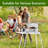 Food Grade 304 Stainless Steel BBQ Grill Table fits Tabletop Griddle, Outdoor Grill Table with 4 Foldable Legs, Portable