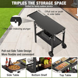 Outdoor Grill Table, Folding Grill Cart with Pull-out Side Table, Blackstone Griddle Stand, Fit 17 Inch Or 22 Inch,