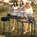RedSwing Folding Grill Table with Sink and Double Shelf, Multifunctional Portable Grill Stand Table for Outdoor Camping