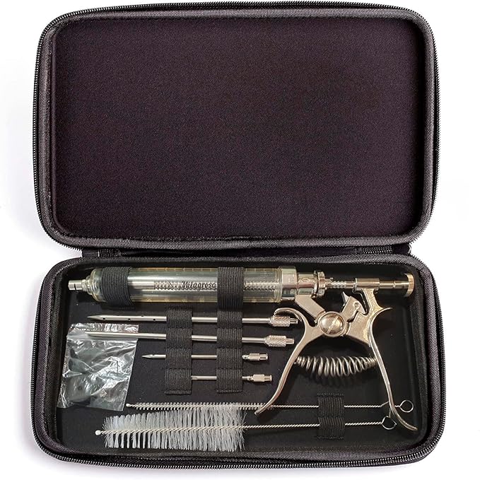 Meat Injector Syringe Stainless Steel Outdoor Meat Kit Marinade Flavor Food Injector Syringes with 4 Marinades Needles Grill