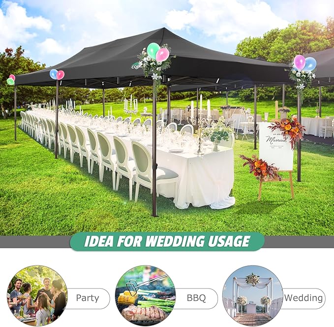 COBIZI 10x20 Pop Up Canopy Heavy Duty Without Sidewalls, Commercial Heavy Duty Pop Up Tent for Parties All Weather