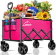 Collapsible Folding Wagon Cart, 350LBS Utility Large Capacity Cart Foldable Wagon with All Terrain Wheels, Grocery Wagons