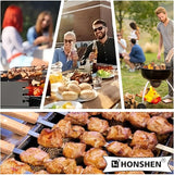 22-Inch Long Flat BBQ Skewers, HONSHEN 3/8 Inch Heavy Duty Stainless Steel Wide Blade with hardwood Handle barbecue skewers
