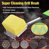 Grill Brush Bristle Free for Outdoor Grill, Steam Grill Cleaning Brush Replaceable BBQ Cleaner Brush Head,Extended Handle,