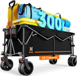 Navatiee 300L Collapsible Wagon Cart Foldable Extra Large, 48''L Folding Extended Beach Wagon with 440LBS Weight Capacity
