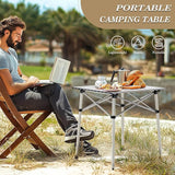 Athena Collection Foldable Camping Table, 28" Small Aluminum Outdoor Folding Camp Table with Roll Up Tabletop and Carry Bag,