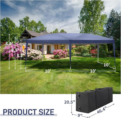 Outvita 10x20ft Pop Up Canopy Tent, Outdoor Instant Shelter Folding Canopy with Carry Bag for Commercial Events, Party,