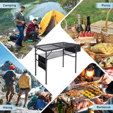 RedSwing Portable Grill Table with Sink for Outside, Aluminum Frame Folding Grill Stand Table for Outdoor Camping Picnic
