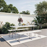 6ft HDPE Folding Bench, Foldable Seat with Sturdy Frame and Security Lock for Indoor and Outdoor, Multipurpose Entertaining