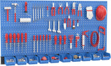 Ultrawall Pegboard Wall Organizer, Blue Metal Peg Board Panels, Garage Storage System with Hooks and Storage Bins, 59pcs