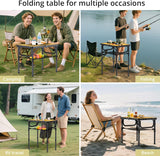 2ft Camping Table Foldable with Storage Net, 3 Adjustable Heights Aluminum Small Folding Table, Lightweight, Portable