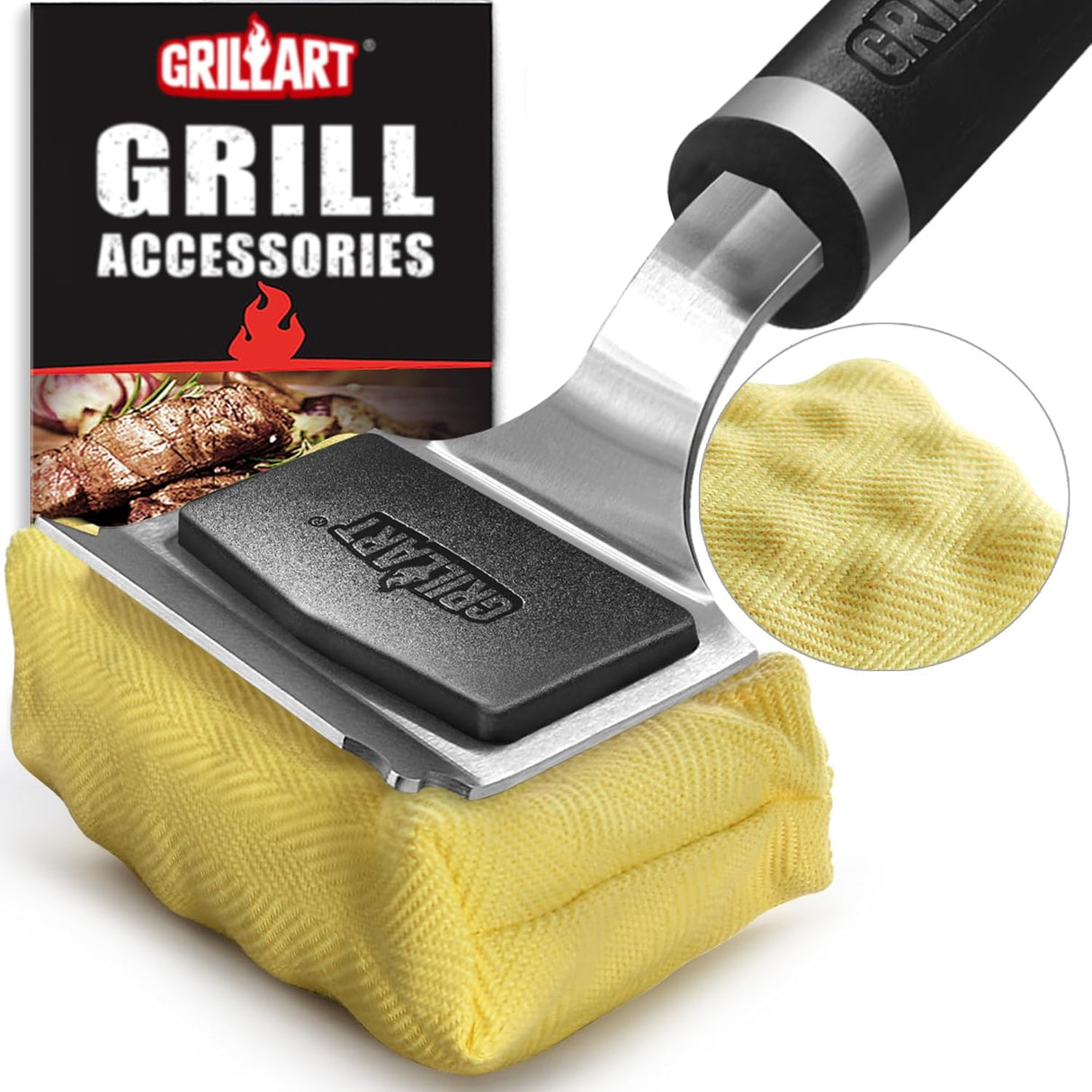 GRILLART Grill Brush for Outdoor Grill Bristle Free - Reinforced Grill Cleaner Scraper BBQ Brush - Replaceable Head Barbecue