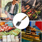 Barbecue Grill Brush and Stainless Steel Scraper Scraper Extended Large,Large Wooden Handle, Wire BBQ Grill Brush for