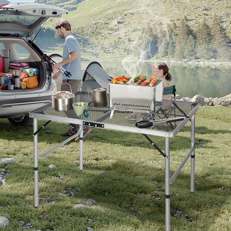 RedSwing Portable Grill Table for Outside, Aluminum Folding Grill Stand Table for Outdoor Camping Picnic BBQ, Lightweight