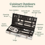 Cuisinart Deluxe Grill Tool Set, 20-Piece Grill Tools BBQ Accessories with Aluminum Case & Digital Temperature Fork,