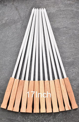 17-Inch Long Flat BBQ Skewers, HONSHEN Brazilian-style Stainless Steel 3/8 Inch Wide Blade with hardwood Handle barbecue