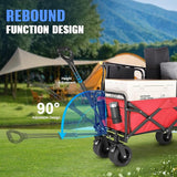 Beach Wagon with Big Wheels for Sand,Collapsible Folding All Terrain Utility Wagons Carts Foldable with Brakes for Sand