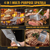 BBQ Tool Grilling Accessories, 16-Inch Stainless Steel BBQ Grill Tools Set for Men, Heavy Duty Grilling Accessories Kit for