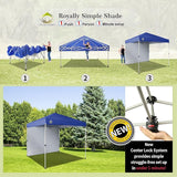 CROWN SHADES 8x8 Pop Up Canopy with 1 Side Wall - Beach Tent with One Push Setup - Outdoor Sun Shade for Events, Parties,