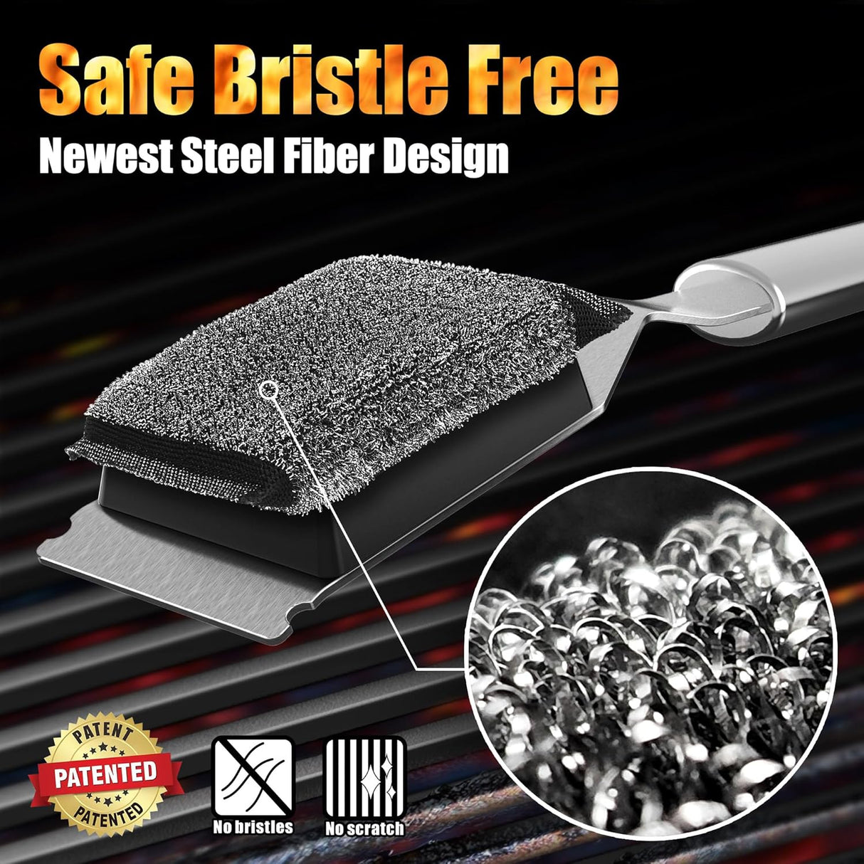 GRILLART Grill Brush Bristle Free, Safe Grill Brush for Outdoor Grill, SteamWizards BBQ Grill Cleaning Brush Kit,