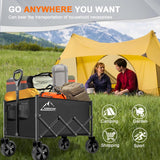 Collapsible Folding Wagon Cart, 350LBS Utility Large Capacity Cart Foldable Wagon with All Terrain Wheels, Grocery Wagons