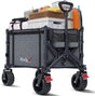 Collapsible Wagon Cart Foldable with Big Wheels Brakes, 250lbs Folding Utility Lightweight Garden Wagon, Portable Grocery