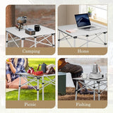 Athena Collection Foldable Camping Table, 28" Small Aluminum Outdoor Folding Camp Table with Roll Up Tabletop and Carry Bag,