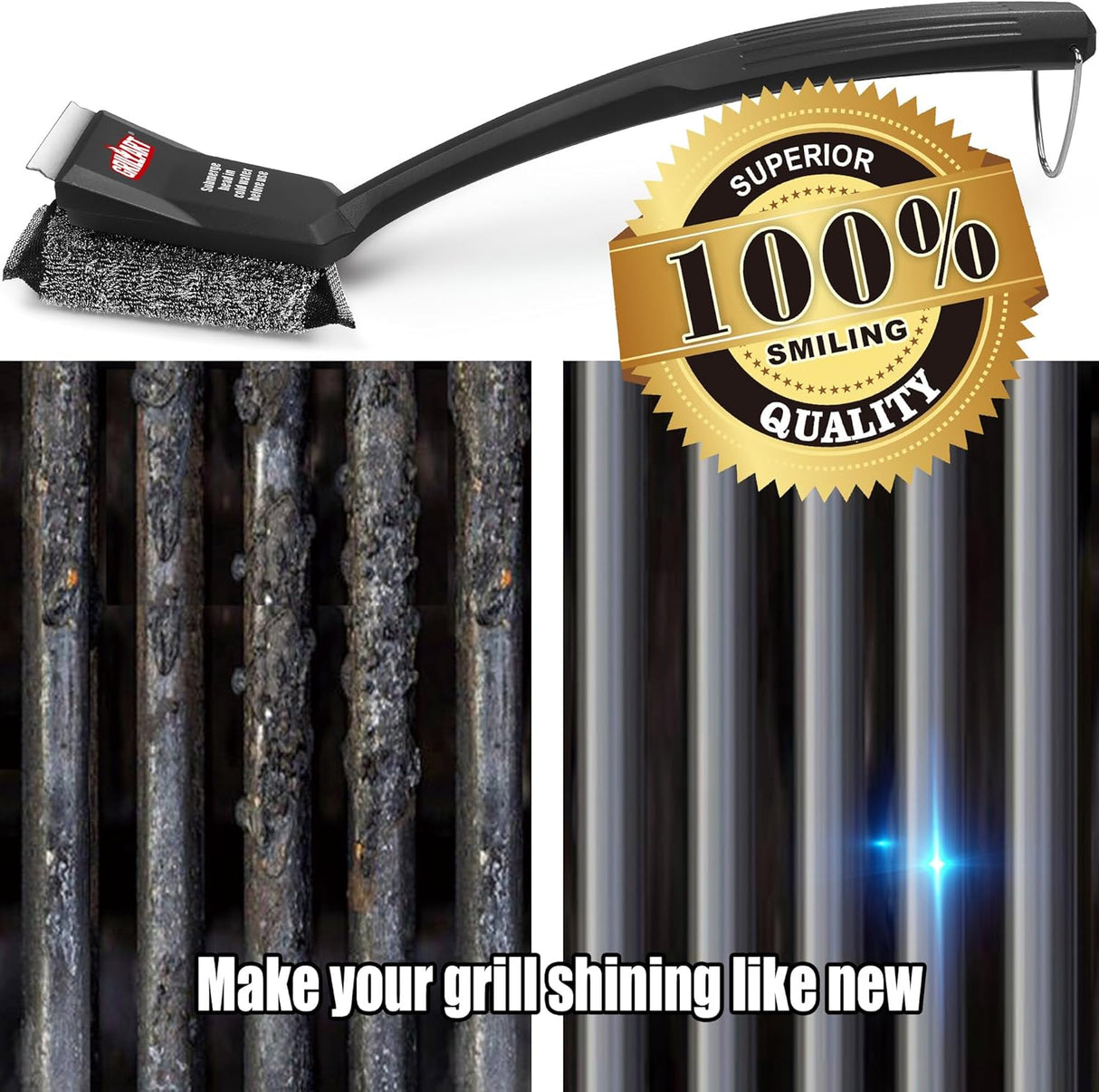 GRILLART Grill Brush Bristle Free, SteamWizards [Ultra Safe & Efficient] Grill Cleaner Brush with 1 Replacement Head, for