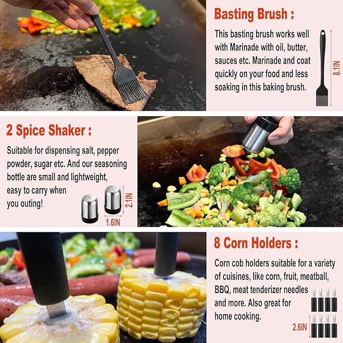 38PCS Flat Top Grill Accessories Set - Must Have for Your Outdoor with Professional Griddle Spatula, Cleaning Kit, Grill
