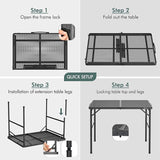 VILLEY Grill Table, 3ft Folding Camping Table with Aluminum Adjustable Legs, Portable Lightweight Camp Table for Beach