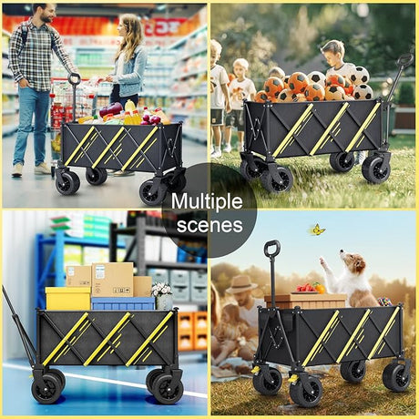 Wagons carts Foldable，Collapsible Wagon Foldable Wagon, Gather Heavy Duty Garden cart, Portable cart，Pets carts，with Large