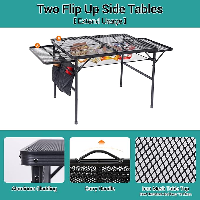 Nice C Folding Grill Table, Camping Table, Tailgate Tables, Grill Tables, Outdoor, Metal Folding Adjustable Height&Width,