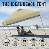 CROWN SHADES 10x10 Pop Up Canopy Tent - Patented Center Lock One Push Instant Outdoor Canopy Beach Tent with STO-N-Go Bag 8